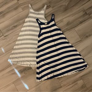 Striped Sleeveless Dress Set - Blue and Gray